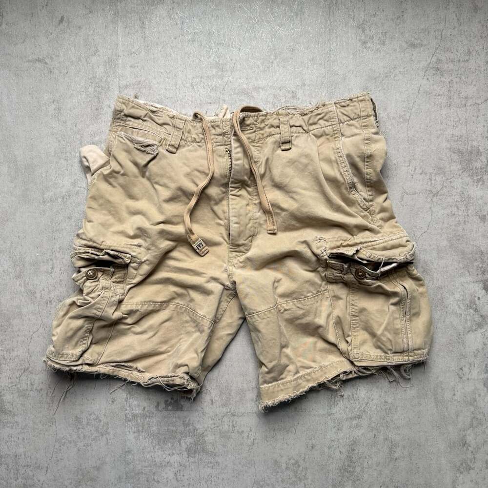 Y2K Abercrombie & Fitch Distressed Cargo Shorts Khaki